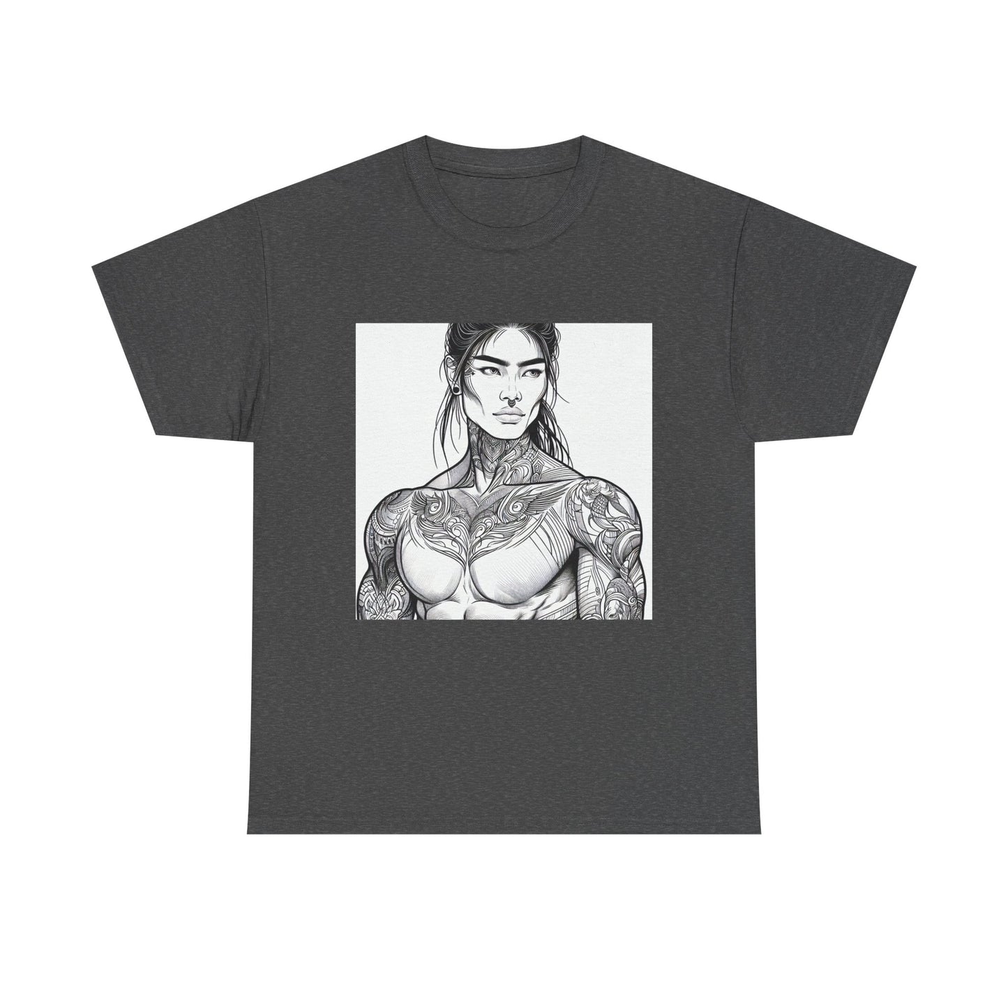 Unisex Heavy Cotton Tee - Built Like a Baddie Tattoo Art Tee