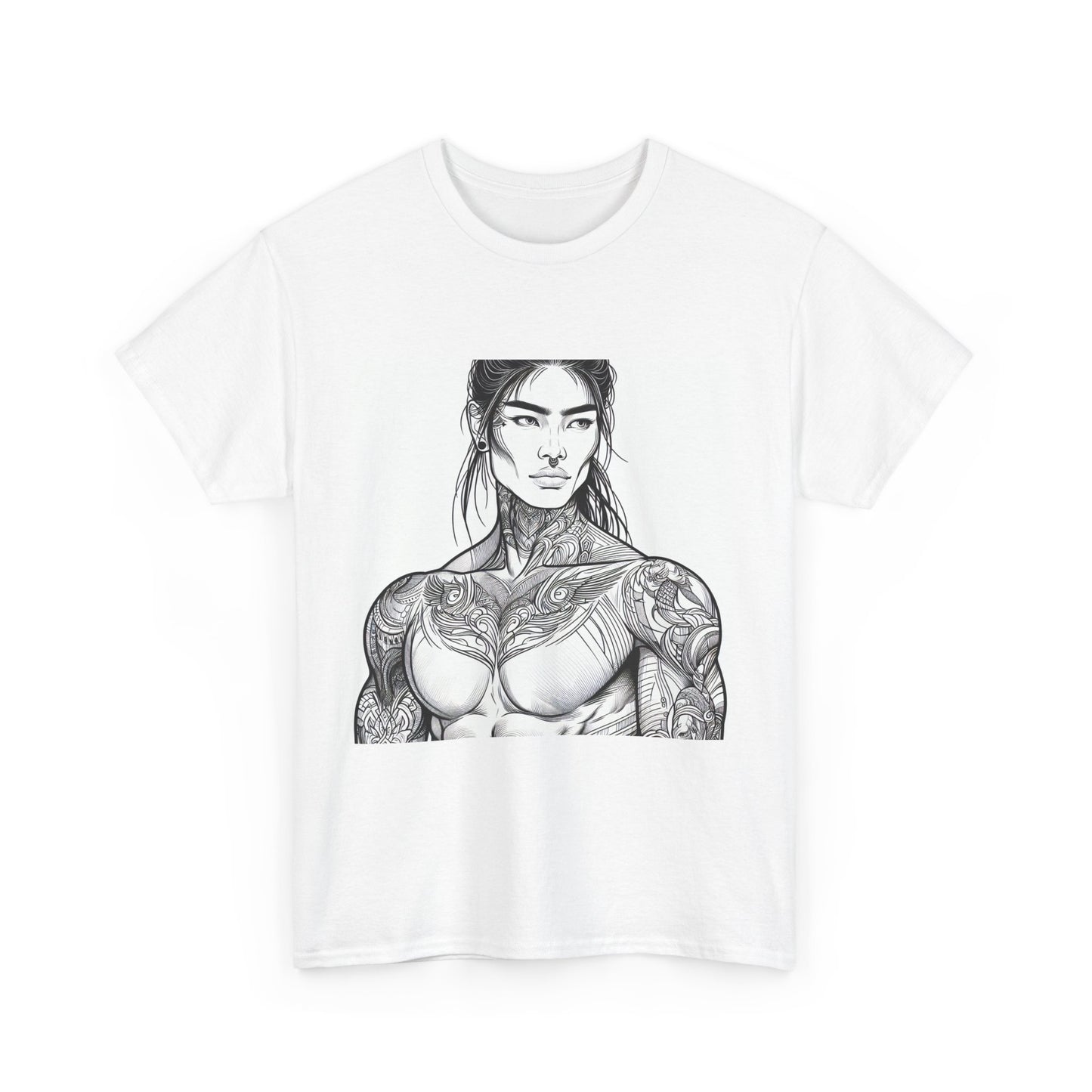 Unisex Heavy Cotton Tee - Built Like a Baddie Tattoo Art Tee