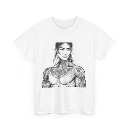 Unisex Heavy Cotton Tee - Built Like a Baddie Tattoo Art Tee