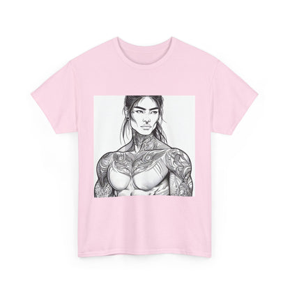 Unisex Heavy Cotton Tee - Built Like a Baddie Tattoo Art Tee