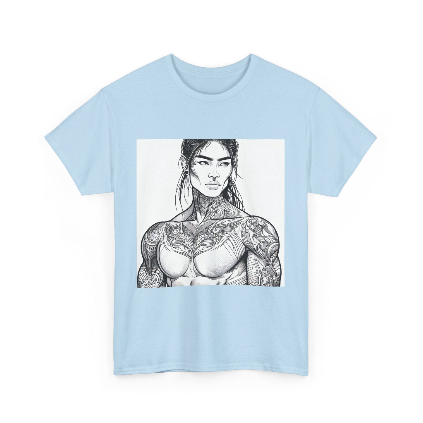 Unisex Heavy Cotton Tee - Built Like a Baddie Tattoo Art Tee