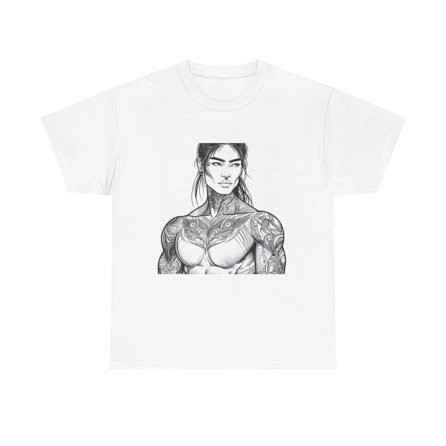 Unisex Heavy Cotton Tee - Built Like a Baddie Tattoo Art Tee