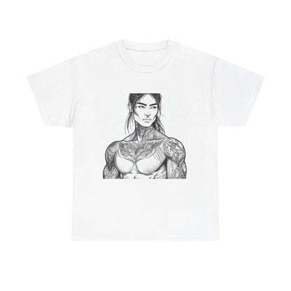 Unisex Heavy Cotton Tee - Built Like a Baddie Tattoo Art Tee