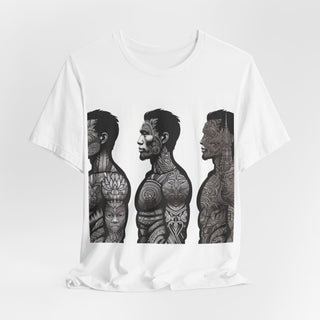 Tattooed Three-Profile Tee — 'Pretty Buff' Graphic T-Shirt