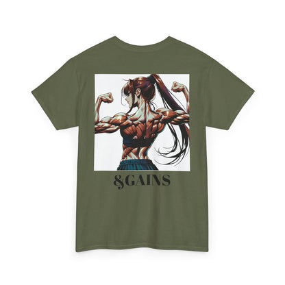 Unisex Heavy Cotton Tee - Glam & Gains Graphic T-Shirt for Fitness and Fashion Enthusiasts