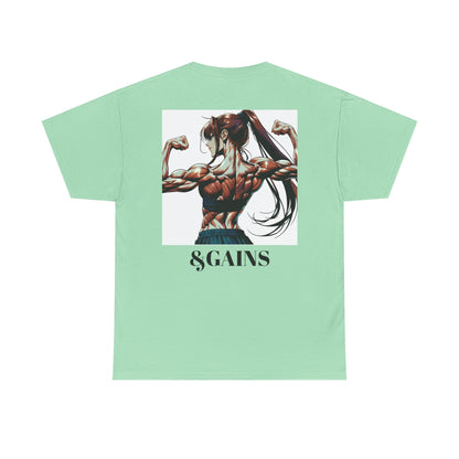 Unisex Heavy Cotton Tee - Glam & Gains Graphic T-Shirt for Fitness and Fashion Enthusiasts