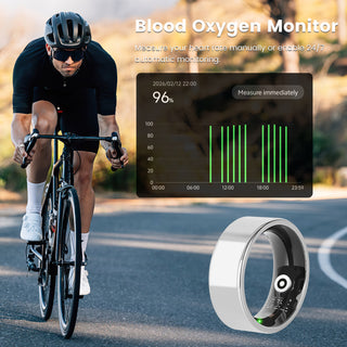 Smart Ring Health Tracker Fitness Sleep Stress HRV Tracker With Charging Case Magnetic Charging Cable For Women & Men Compatible With IOS & Android 7-Day Battery Life Size7 Size8 Size9 Size10