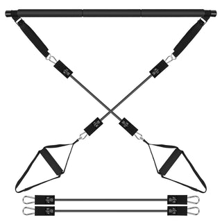 100LBS OR 180LBS Band Options - 1Pc Pilates Bar Kit Multifunctional Pilates Yoga Toning Bar Full Body Exercise Equipment Set For Beginners Intermediates Professionals 4 Elastic Resistance Bands