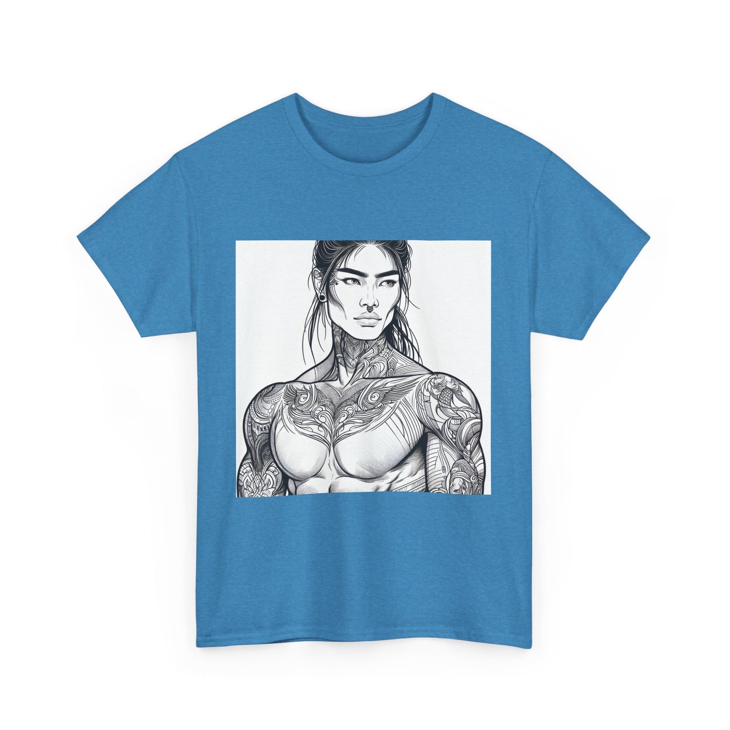 Unisex Heavy Cotton Tee - Built Like a Baddie Tattoo Art Tee