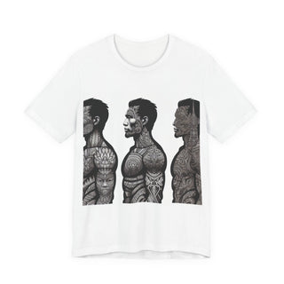 Tattooed Three-Profile Tee — 'Pretty Buff' Graphic T-Shirt