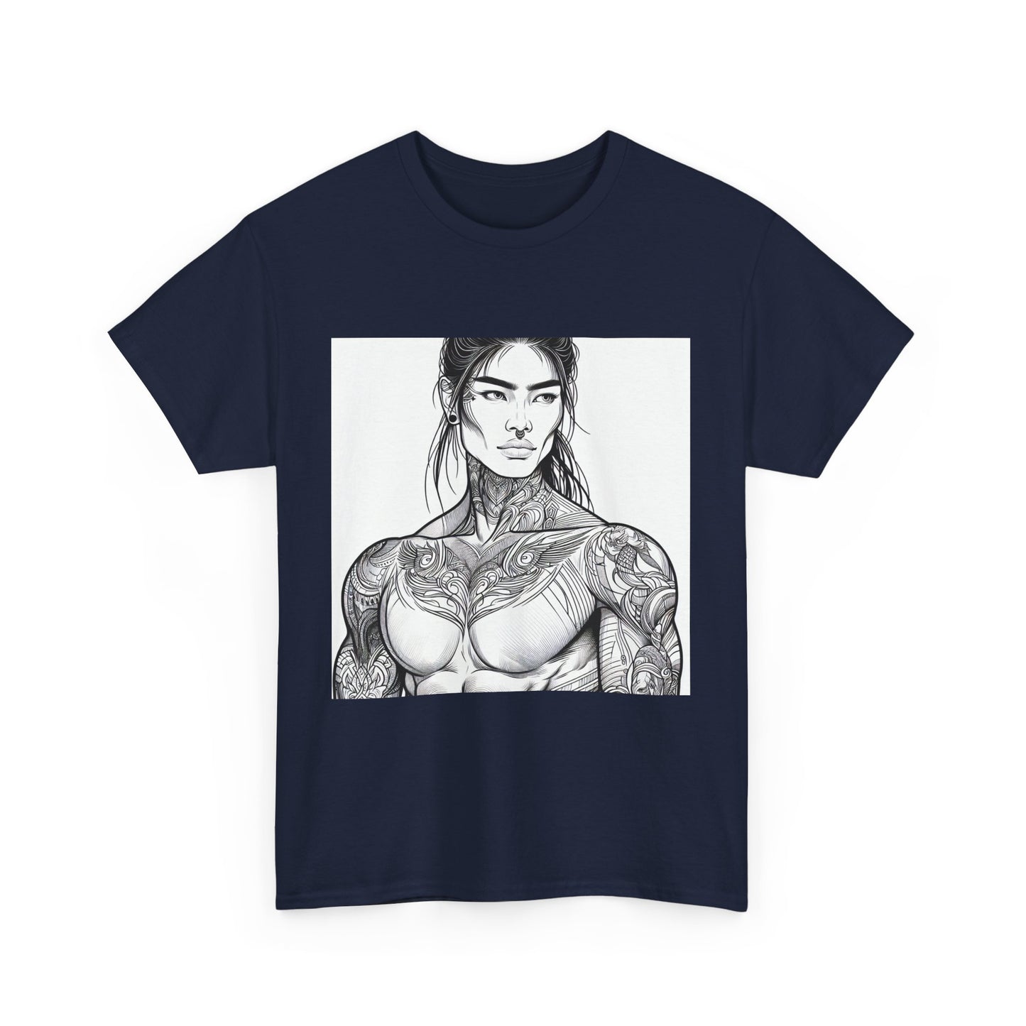 Unisex Heavy Cotton Tee - Built Like a Baddie Tattoo Art Tee