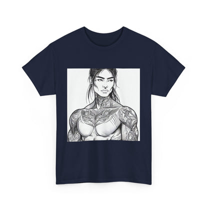 Unisex Heavy Cotton Tee - Built Like a Baddie Tattoo Art Tee