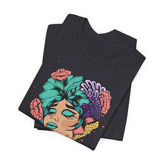 Snatch Goals Tee — Floral Portrait Graphic Short Sleeve Shirt
