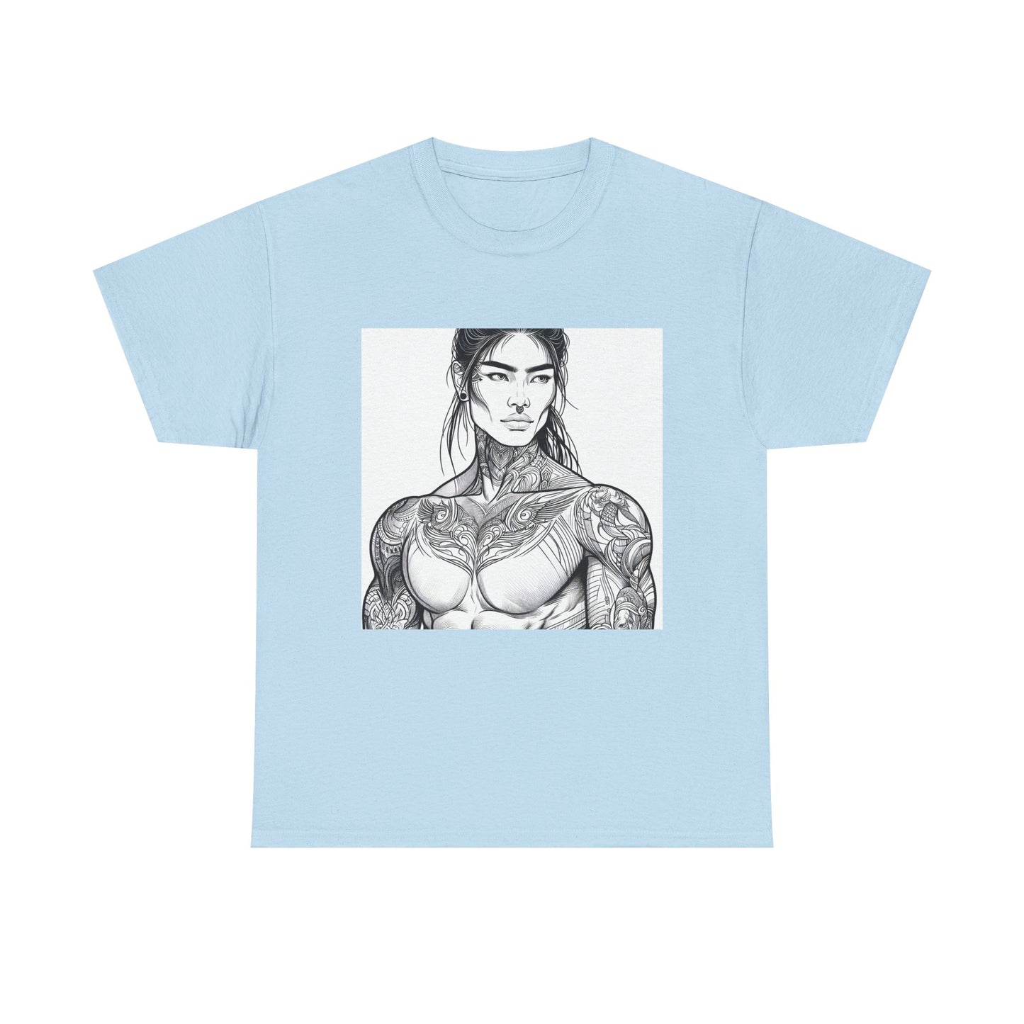 Unisex Heavy Cotton Tee - Built Like a Baddie Tattoo Art Tee