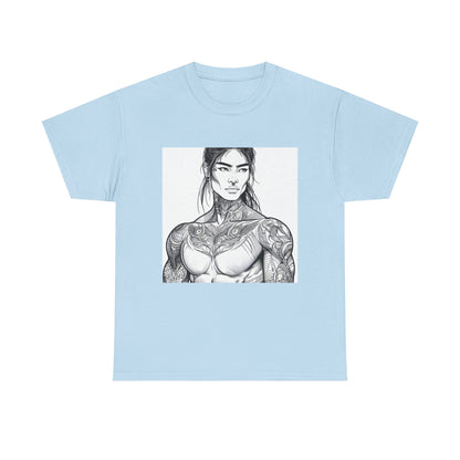 Unisex Heavy Cotton Tee - Built Like a Baddie Tattoo Art Tee