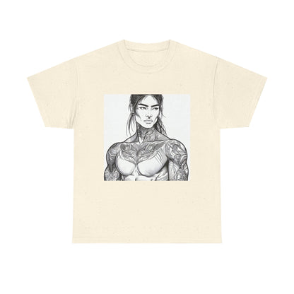 Unisex Heavy Cotton Tee - Built Like a Baddie Tattoo Art Tee