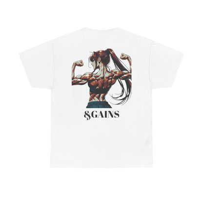 Unisex Heavy Cotton Tee - Glam & Gains Graphic T-Shirt for Fitness and Fashion Enthusiasts