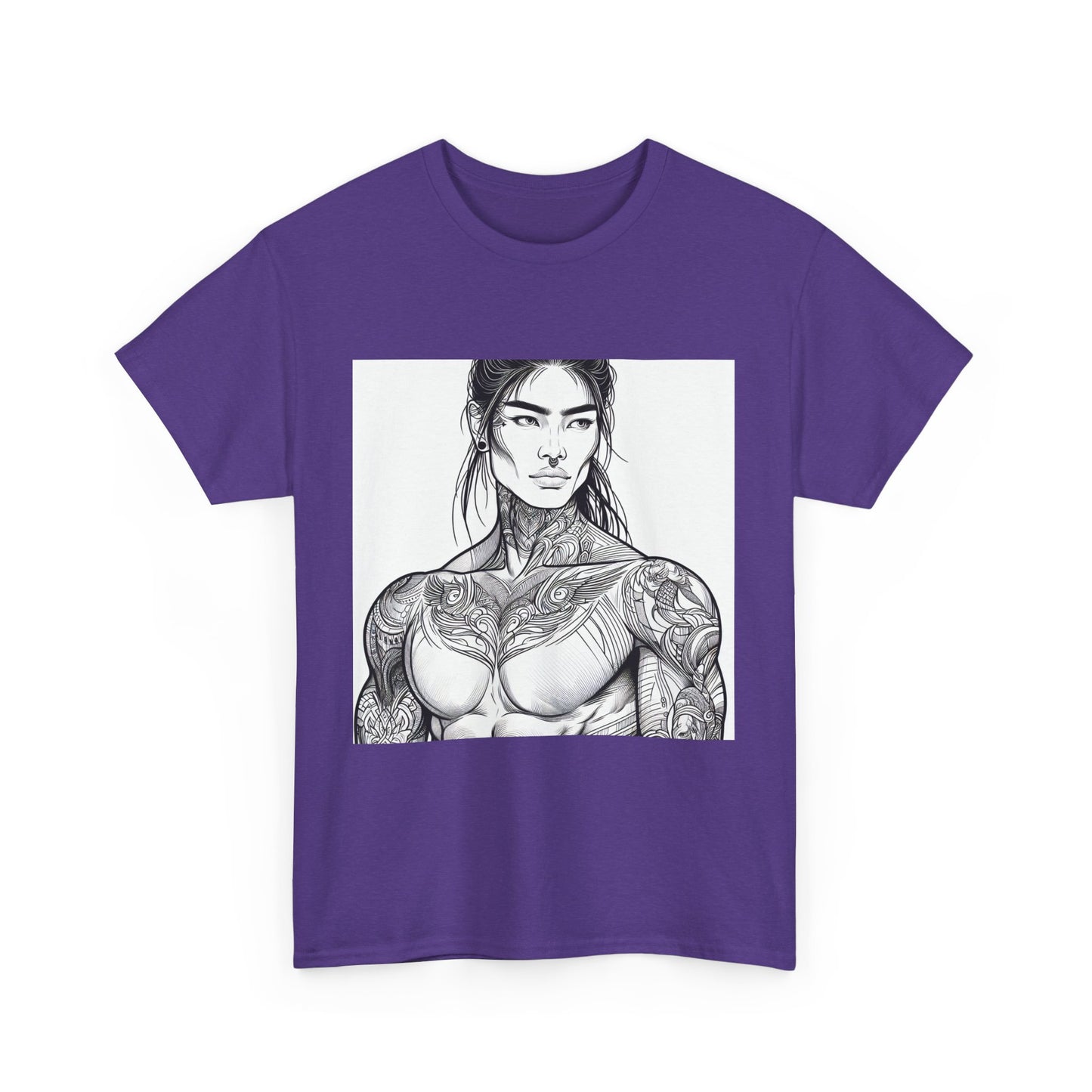 Unisex Heavy Cotton Tee - Built Like a Baddie Tattoo Art Tee