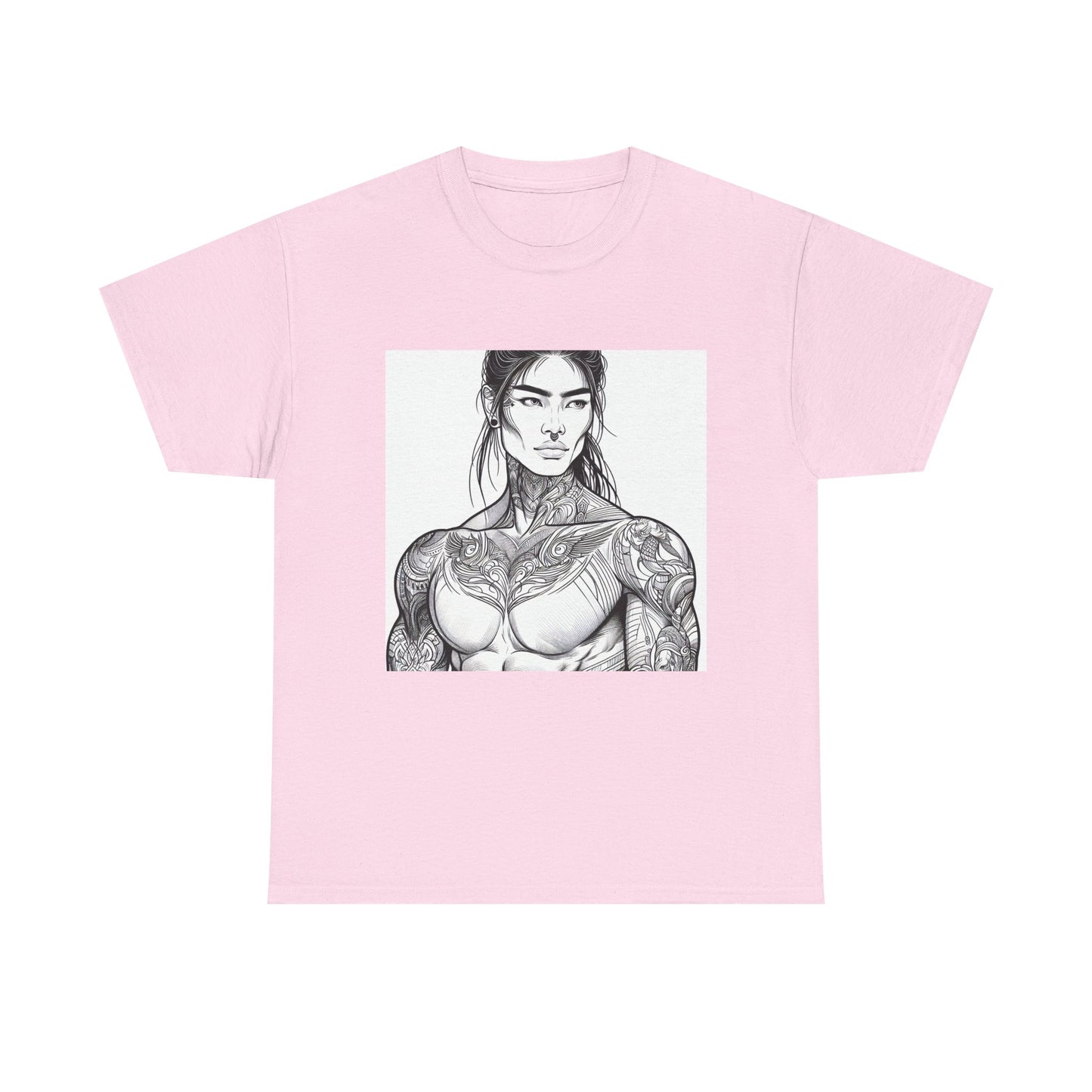 Unisex Heavy Cotton Tee - Built Like a Baddie Tattoo Art Tee