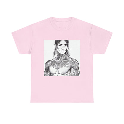 Unisex Heavy Cotton Tee - Built Like a Baddie Tattoo Art Tee