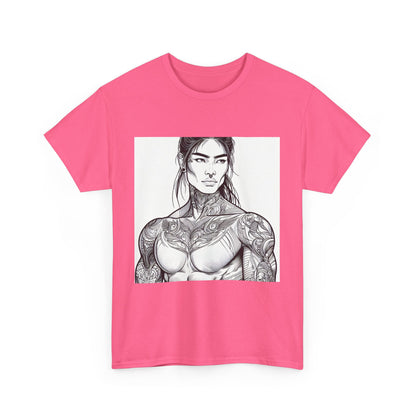 Unisex Heavy Cotton Tee - Built Like a Baddie Tattoo Art Tee