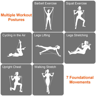 100LBS OR 180LBS Band Options - 1Pc Pilates Bar Kit Multifunctional Pilates Yoga Toning Bar Full Body Exercise Equipment Set For Beginners Intermediates Professionals 4 Elastic Resistance Bands