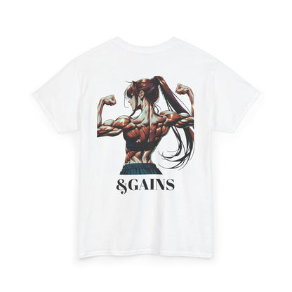 Unisex Heavy Cotton Tee - Glam & Gains Graphic T-Shirt for Fitness and Fashion Enthusiasts