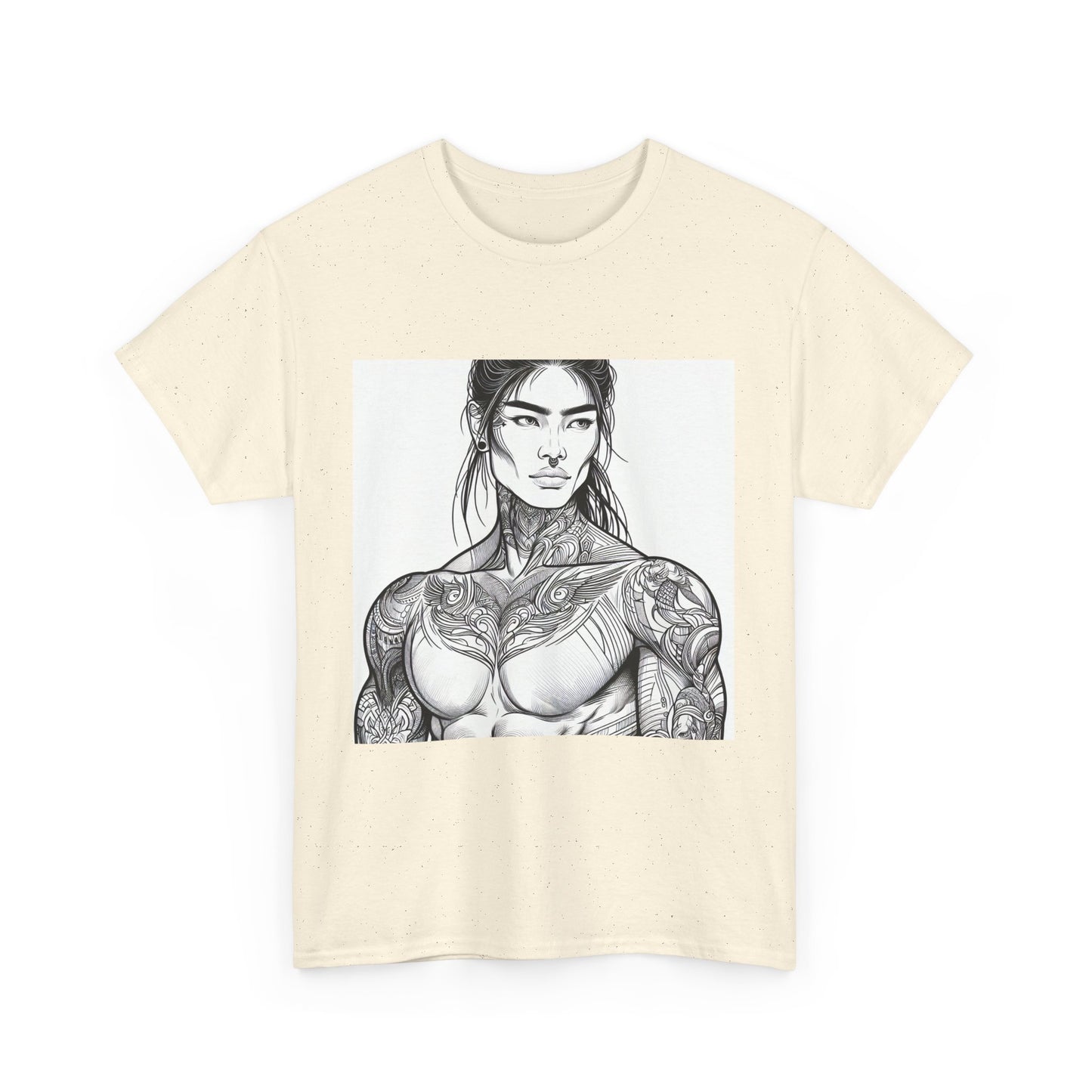 Unisex Heavy Cotton Tee - Built Like a Baddie Tattoo Art Tee