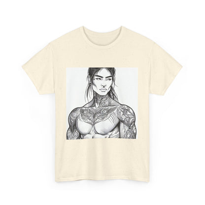 Unisex Heavy Cotton Tee - Built Like a Baddie Tattoo Art Tee