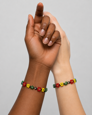 Colorful flower bracelet (red-yellow-black-green)