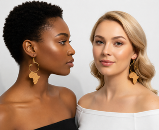 Gold wire hook Africa earrings