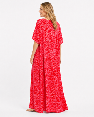 Red kaftan with Flowing pattern