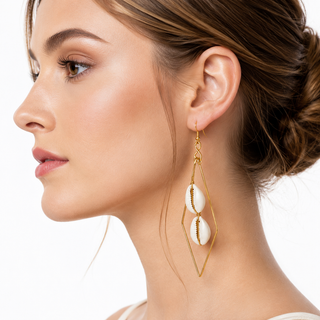Gold Silhouette Cowrie Shell Dangle