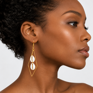 Gold Silhouette Cowrie Shell Dangle