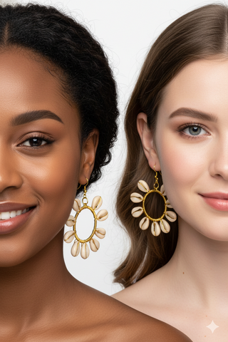 Large seashell gold hooped earrings