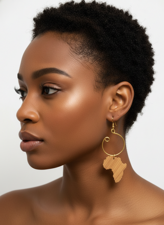 Gold wire hook Africa earrings