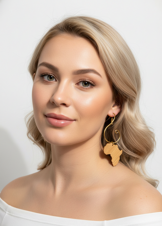 Gold wire hook Africa earrings