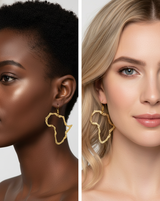 Gold Africa-shaped earrings Version 2