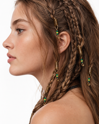Looped spiral hair-charm with beads
