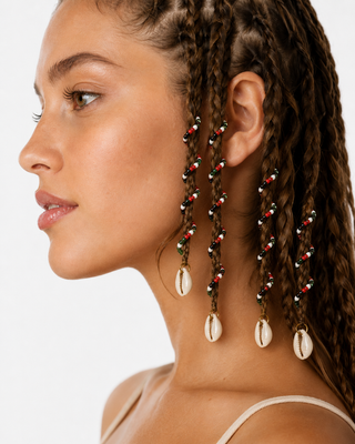 Decorative cowrie shell with colorful beads
