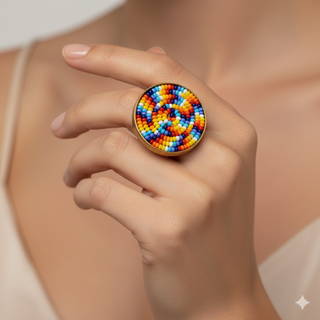 Circular ornament beaded ring Version 2