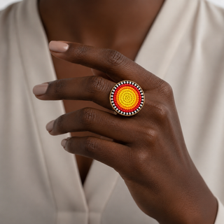Circular ornament beaded ring