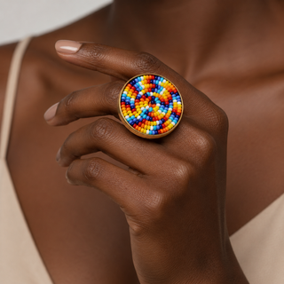 Circular ornament beaded ring Version 2