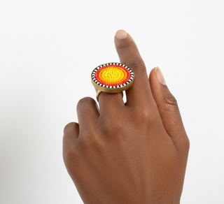 Circular ornament beaded ring