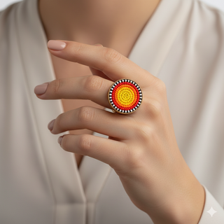 Circular ornament beaded ring