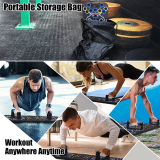 Multifunctional Push Up Board Home Strength Training Equipment With 15 Fitness Accessories Pilates Bar Resistance Band Roller Wheel Full Body Workout Home Gym Equipment